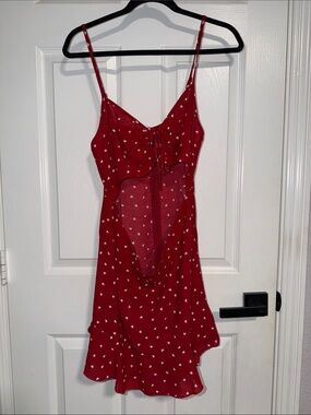 Red Heart-Print Romper with Cutout